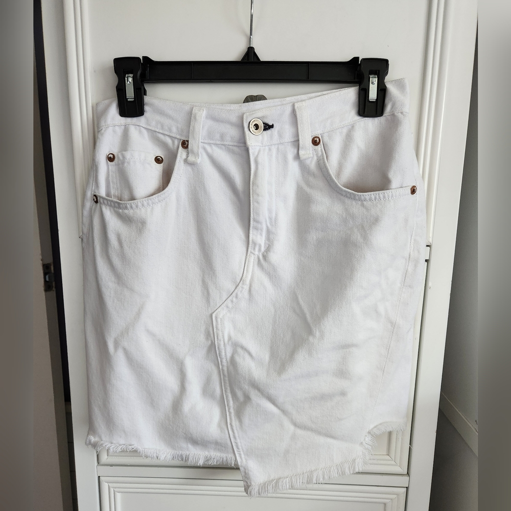 Rag & Bone White Dive Denim Cutoff Skirt Size 25